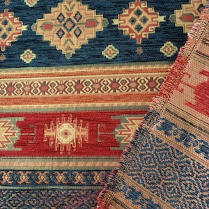 Kilim fabric, aztec tribal southwestern turkish navajo moroccan ethnic tribal fabric for upholstery, chair, pouf, sofa, rug, headboard
