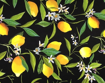 Lemon fabric by the yard upholstery drapery vintage fabric chair, tablecloth, table runner,  couch, sofa fabric