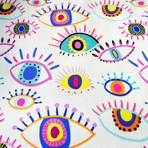 Evil eye fabric, evil eye home textile, evil eye curtain, evil eye pattern upholstery, evil eye home decor, bag fabric, clutch fabric