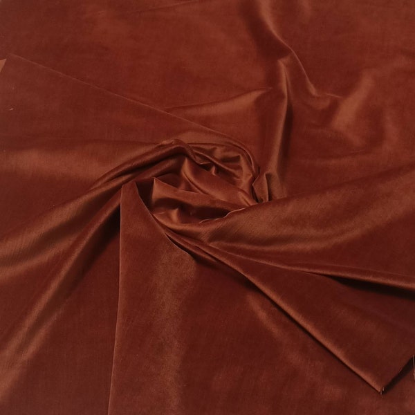 Tissu d'ameublement velours terre cuite, tissu velours rouille pour chaise, tissu velours orange pour canapé, tissu velours de luxe, tissu velours de coton
