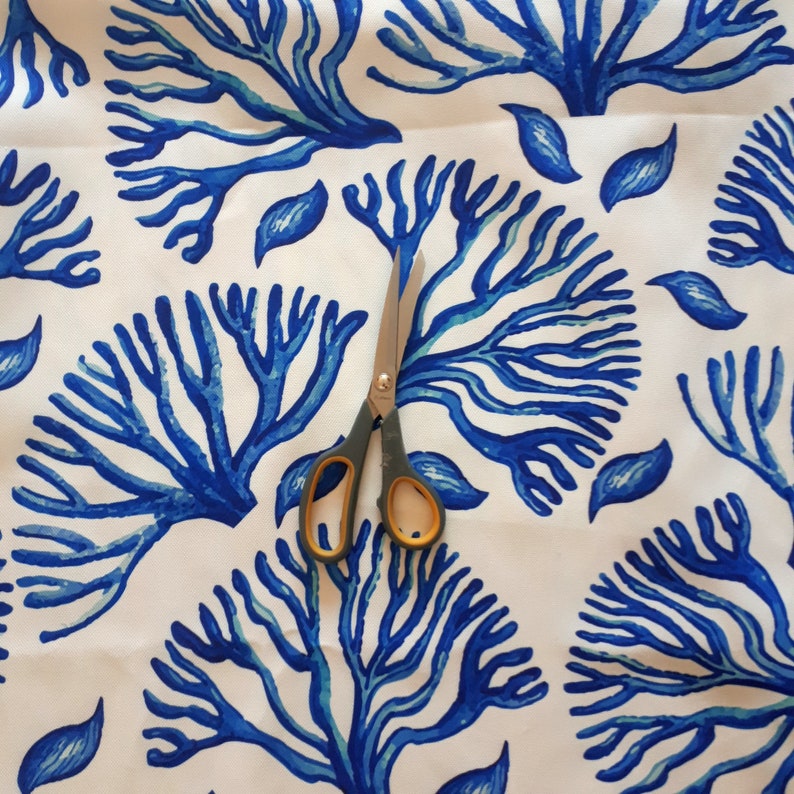 Blue Coral print fabric ocean sea marina theme fabric yacht Etsy