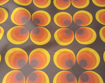 Retro orange yellow fabric, retro decor 1960s 1970s, retro mid century upholstery fabric for home decor, curtain, table cloth cafe decor
