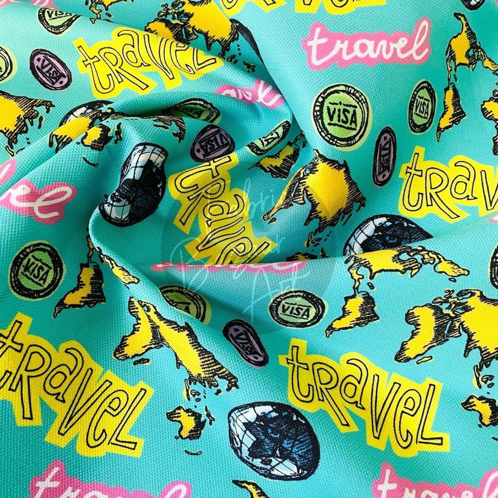 travel print fabric