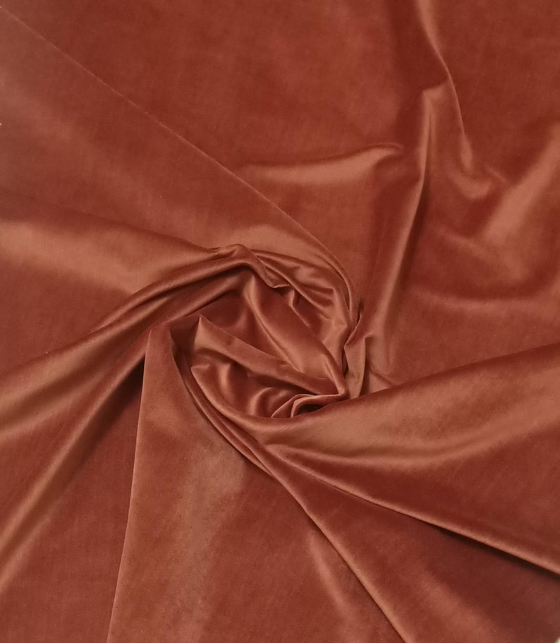 Terracotta Velvet upholstery fabric, Rust Velvet chair fabric, orange velvet sofa fabric, luxury velvet fabric, cotton velvet fabric image 4