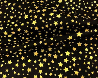 Star fabric by the yard black fabric, star decor, star tablecloth, table runner, home textile, black decor, new year decor