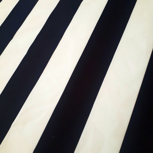 BLACK White Striped Fabric Sofia Stripes Curtain Upholstery Etsy