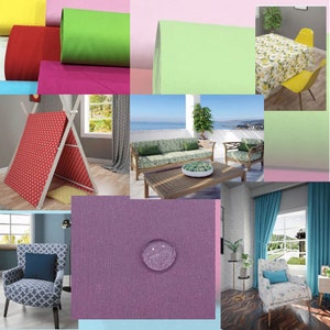 Puede incluir: Un collage de diferentes muestras de tela en varios colores y patrones, incluyendo verde, rosa, rojo y azul. Las telas se muestran en diferentes entornos, como una tienda de juegos, un sof&aacute; y un tratamiento de ventanas. Todas las telas son texturizadas y tienen un tacto suave y c&oacute;modo.