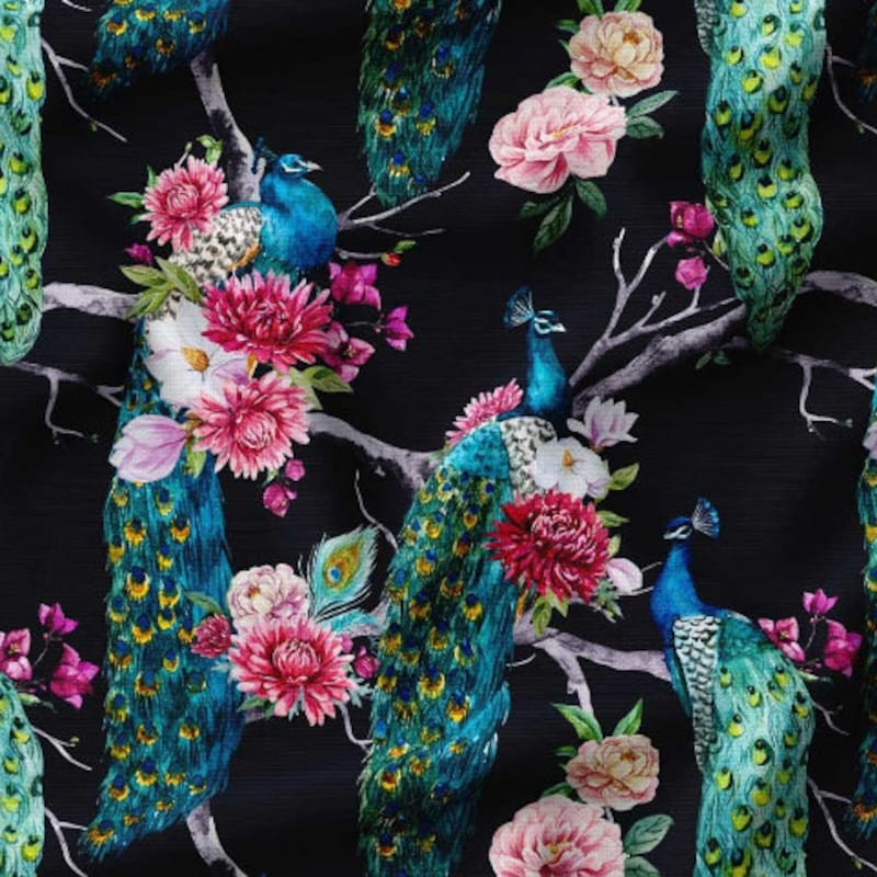 Picture of Peacock Upholstery Fabric - Etsy