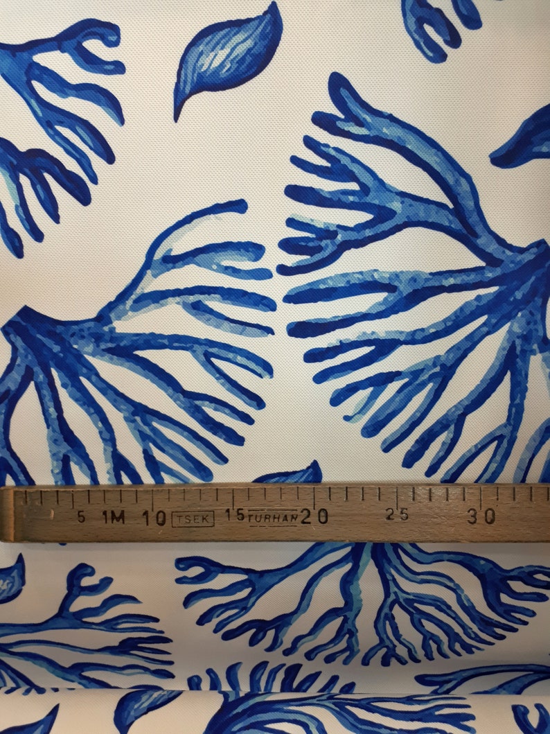 Blue Coral print fabric ocean sea marina theme fabric yacht Etsy