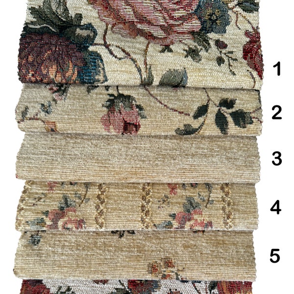 Tapestry fabric, floral chair curtain upholstery fabric by the yard, rose chenille fabric
