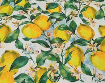 Lemon print fabric, vintage upholstery, lime fabric, curtain fabric, chair fabric, lemon craft fabric, shades fabric, drapery fabric