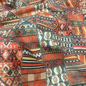 Turkish kilim Southwestern upholstery fabric, ethnic fabric, aztec tribal boho chair furniture sofa fabric