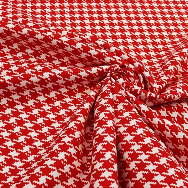 Tissu pied-de-poule rouge par mètre pour ameublement, chaise, tissu de sac, tissu de chapeau, tissu de vêtements, tissu de bricolage