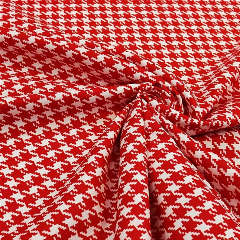 Red Houndstooth design Fabric for furniture or home textile Etsy