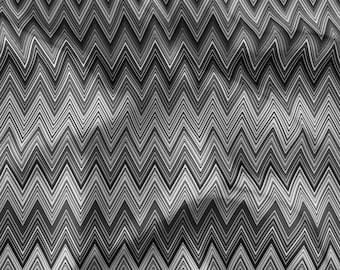 Black gray white chevron zig zag upholstery fabric, black white gray fabric , retro vintage home decor fabric