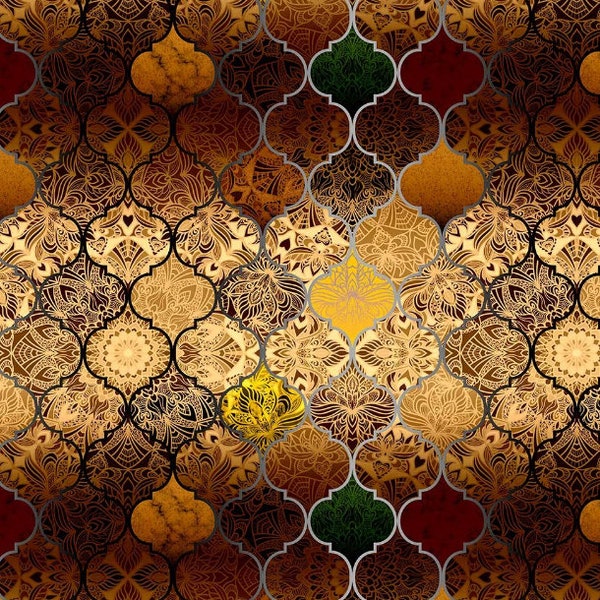 Tissu oriental marocain marron par mètre tissu, rembourrage, tissu brun bronze beige, tissu maroquin pour rideau, pour tissu sac