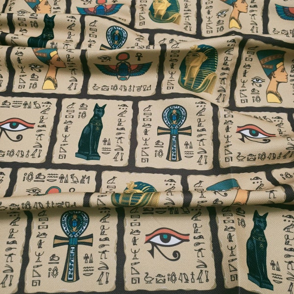 Egypt fabric, Eye of Horus fabric, antique egypt fabric by the yard, classic Egypt fabric, traditional egypt, Egypt horus, egypt upholstery