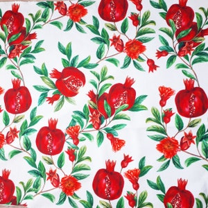 Pomegranate fruit apple fabric for upholstery, for pillow, for curtain, table runner, table cloth, Pomegranate pattern fabric
