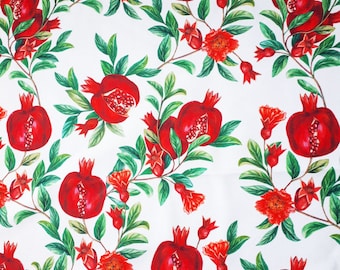 Pomegranate fruit apple fabric for upholstery, for pillow, for curtain, table runner, table cloth, Pomegranate pattern fabric