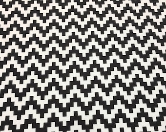 Chevron pixel by the yard fabric, black white pixel zig zag fabric, black white upholstery fabric , modern zigzag, modern Chevron
