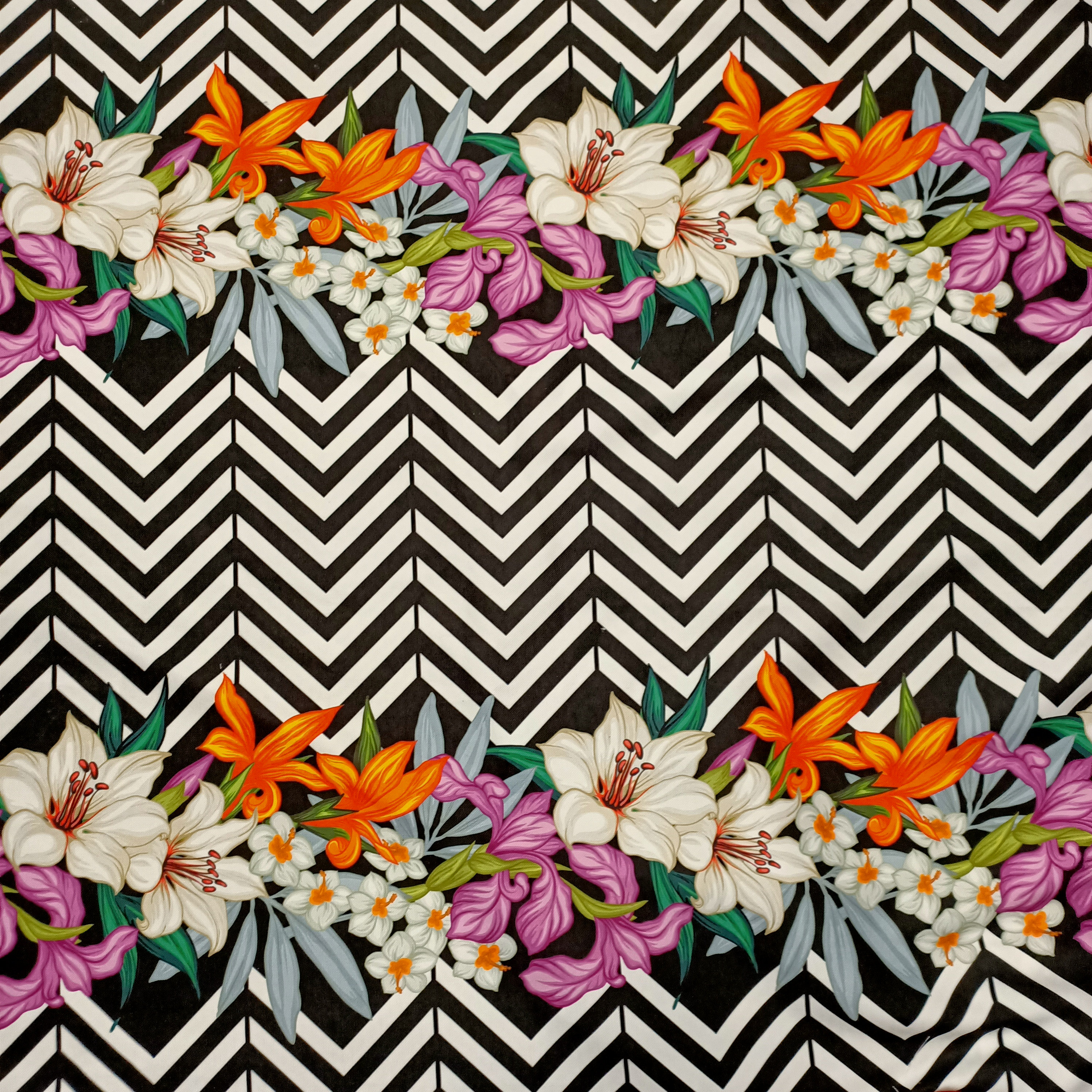 Tela de flores de chevron en blanco y negro, tela de tapicería con estampado  de flores tropicales, decoración de verano para tapicería de bolsos y  cortinas. - Etsy México, image size:3000x3000