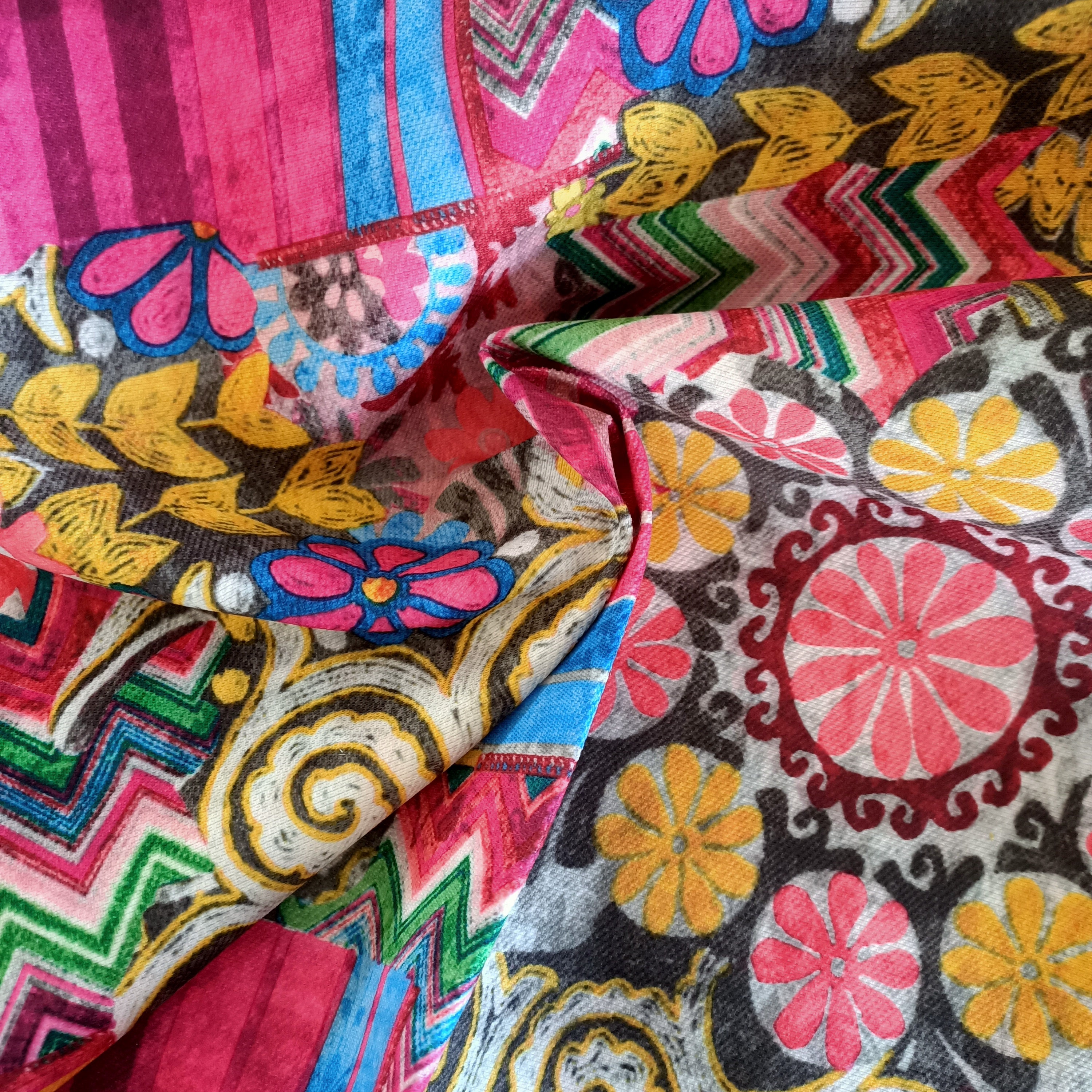 Suzani Pattern Print Boho Fabric, Upholstery Fabric by the Yard, Ethnic Bohemian  Fabric 