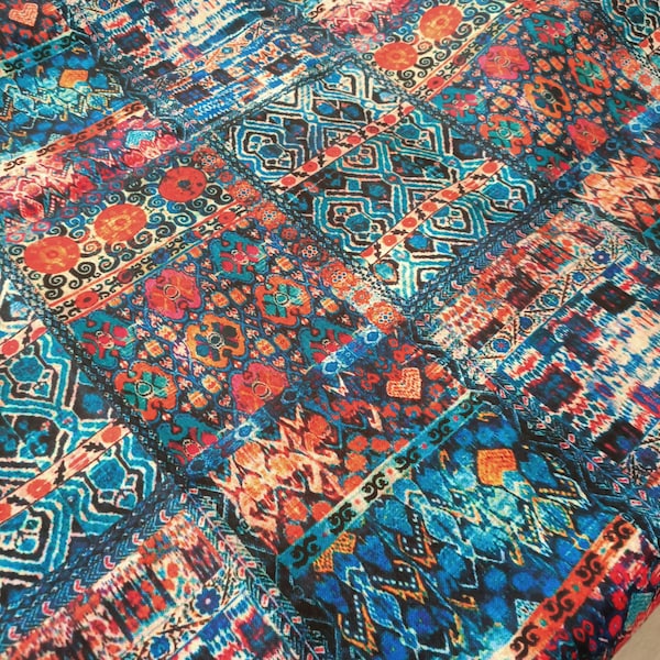 Tissu kilim, tissu boho boho pour le rembourrage, tissu par mètre, tissu kilim bleu rouge