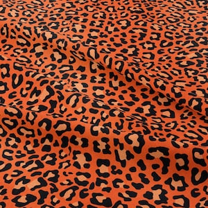 leopard orange fabric, by the yard fabrics, upholstery fabrics, leopard skin print chair curtain, bench, sofa fabrics