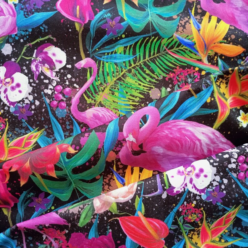 Flamingo Upholstery Fabric by the Yard With Orchid Flower - Etsy