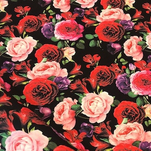 Pink rose fabric, furniture fabric, floral DIY fabric, upholstery fabric, chair fabric, vintage fabric, curtain fabric, couch fabric