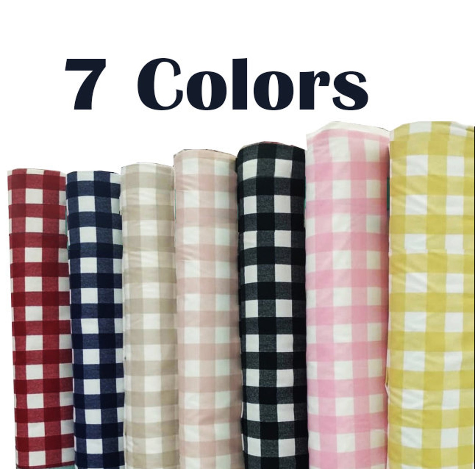 Gingham Canvas Cotton Fabric by the yard checked fabric Etsy