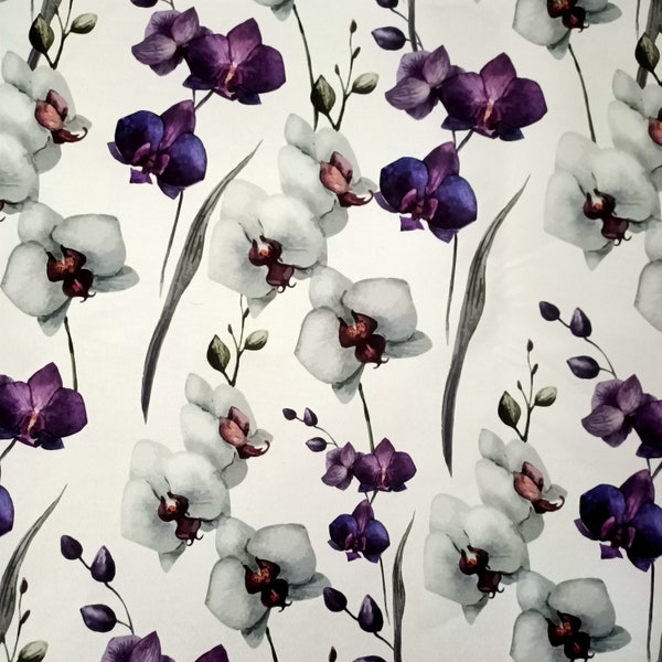 orchid fabric, for home textile, purple and white orchid cafe decoration, hotel decoration, floral decoration upholstery fabric