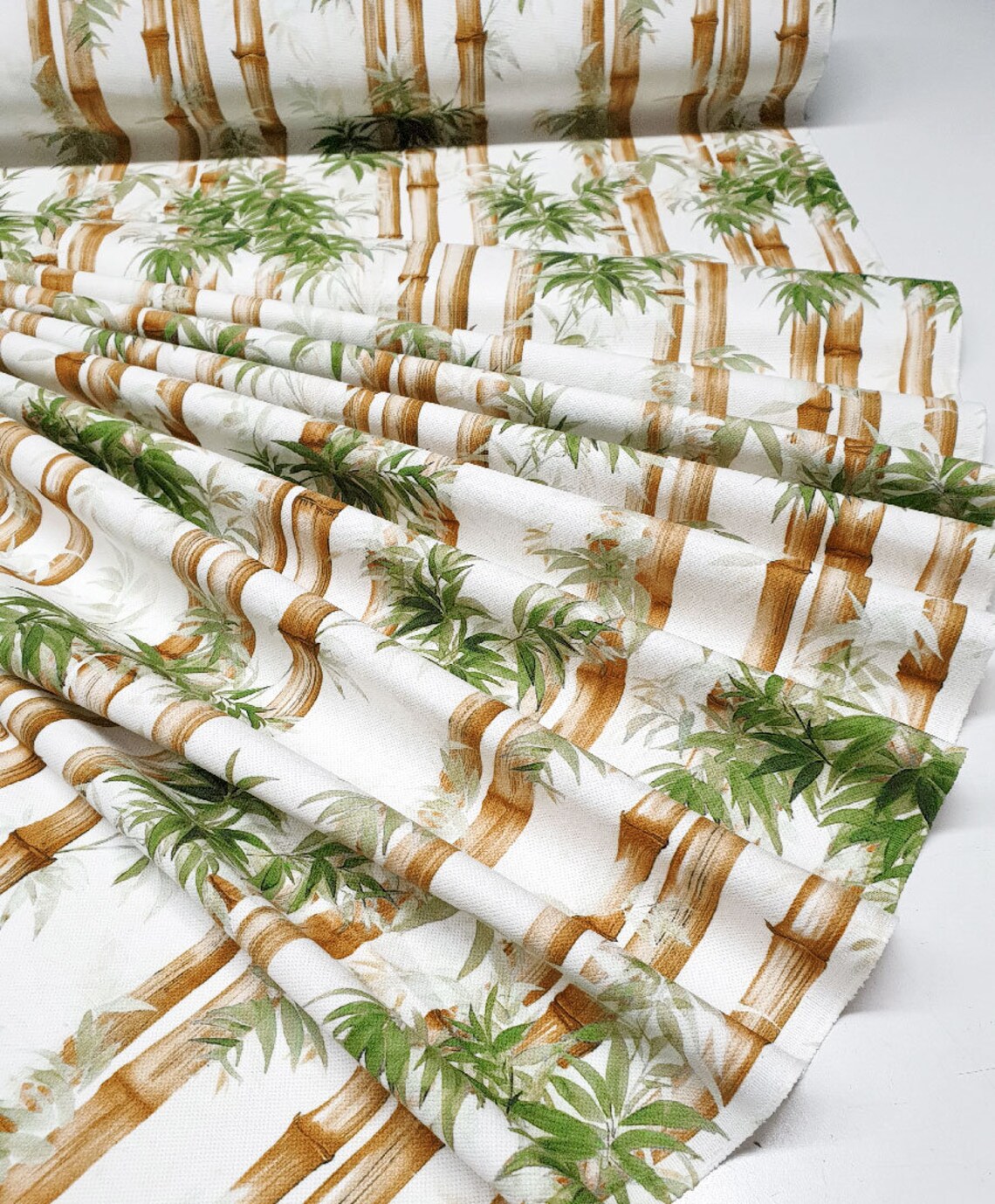 Bamboo print fabric Bamboo tree Natural pattern by the yard Etsy