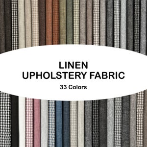 LINEN upholstery fabric, thick linen by the yard  fabric,houndstooth fabric for sofa, chair, curtain, Bed Upholstery, Cushion Fabric, pouf