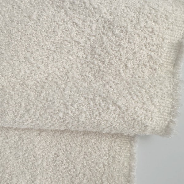 Tissu d'ameublement bouclé blanc cassé, tissu bouclé épais blanc cassé texturé pour chaise, canapé, oreiller, tissu pour tête de lit