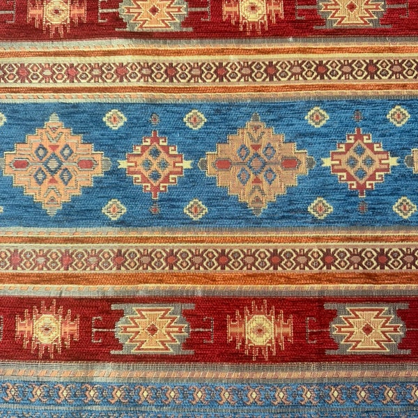 Turkish kilim upholstery fabric, home textile Aztec, southwestern fabric for chair sofa, couch, cushion, pouf