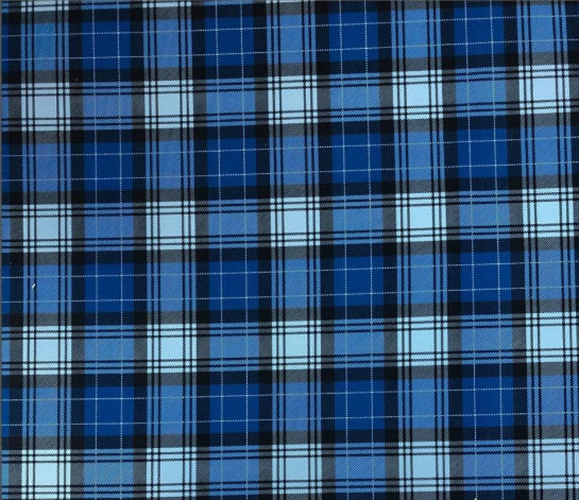 Blue Plaid Fabric Plaid Upholstery Blue Navy Fabric Couch Etsy