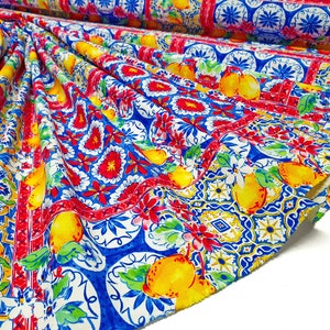 Vintage lemon fabric for upholstery, curtain, chair, tablecloth , boho home decor fabric by the yard bag, craft fabric