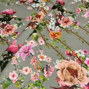 Floral upholstery fabric, Flower rose fabric, vintage gray ivy leaf fabric for upholstery, curtain, pillow, sofa, furniture fabrics