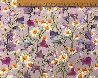 Purple floral fabric, lilac furnishings fabric, chair fabric, curtain fabric, sofa fabric, bench fabric, DIY fabric, by the yard fabric