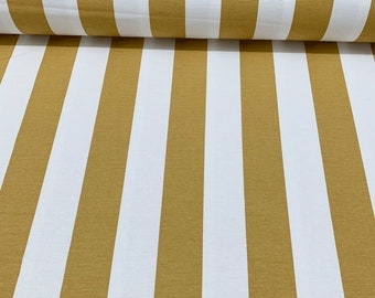 Mustard Striped Cotton Duck Canvas Fabric, yellow upholstery fabric, Mustard chair fabric, curtain fabric,DIY fabric, striped width = 2 inc