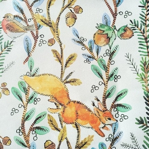 Squirrel, filbert, hazelnut and bird pupholstery fabric for textile, lamp, chair, curtain fabric for home decor by the yard