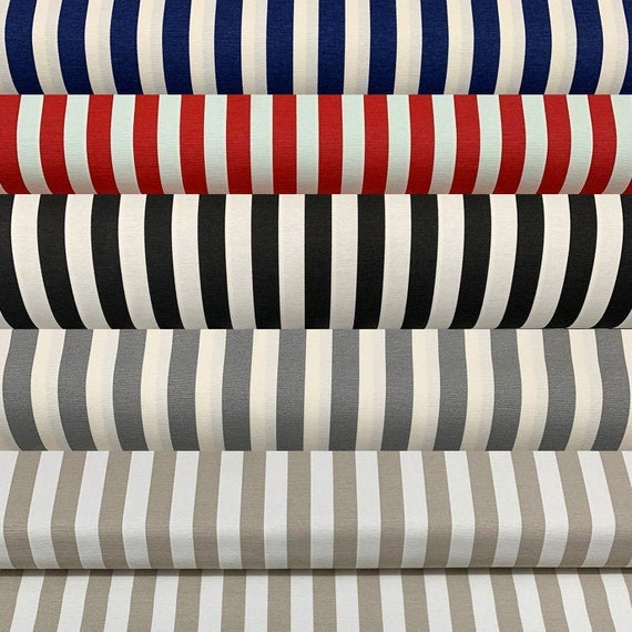 Stripe Cotton Duck Canvas Fabric Striped Outdoor Water Etsy