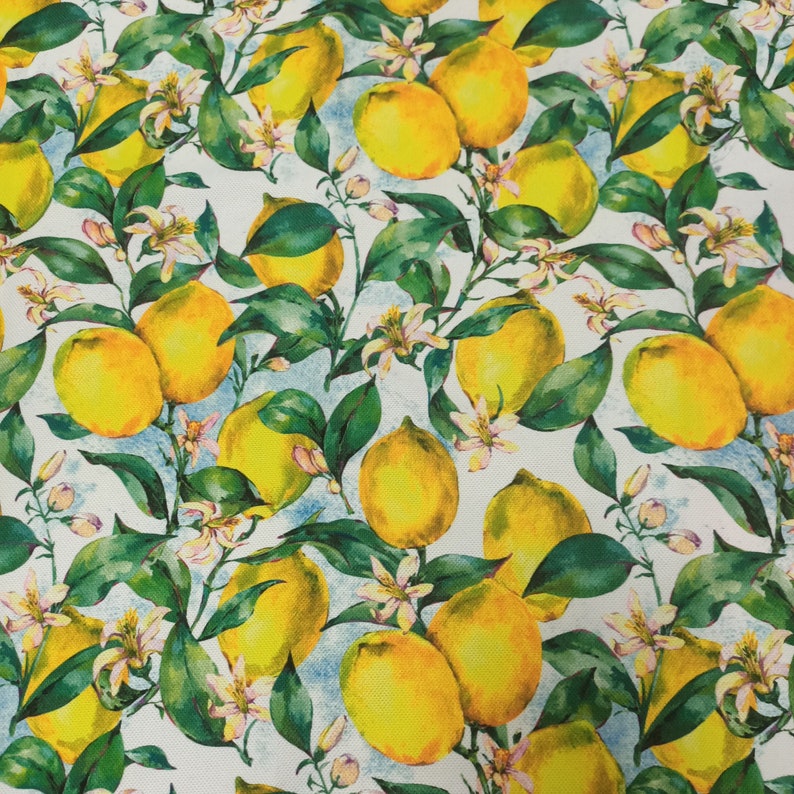 Lemon print fabric, vintage upholstery, lime fabric, curtain fabric, chair fabric, lemon craft fabric, shades fabric, drapery fabric image 2
