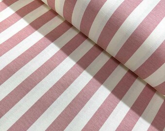 Blush Pink White Stripe Upholstery Fabric, Cotton canvas fabric, blush pink home decor fabric, outdoor fabric striped width = 0,78 inc=2 cm