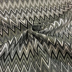 Chevron fabric, black gray white chevron zig zag upholstery fabric, black white gray fabric , retro vintage home decor bag fabric
