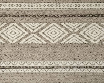 Tela kilim tejida color beige, estilo étnico azteca, tela de tapicería boho tribal del suroeste turco para sillas, sofás y cojines.