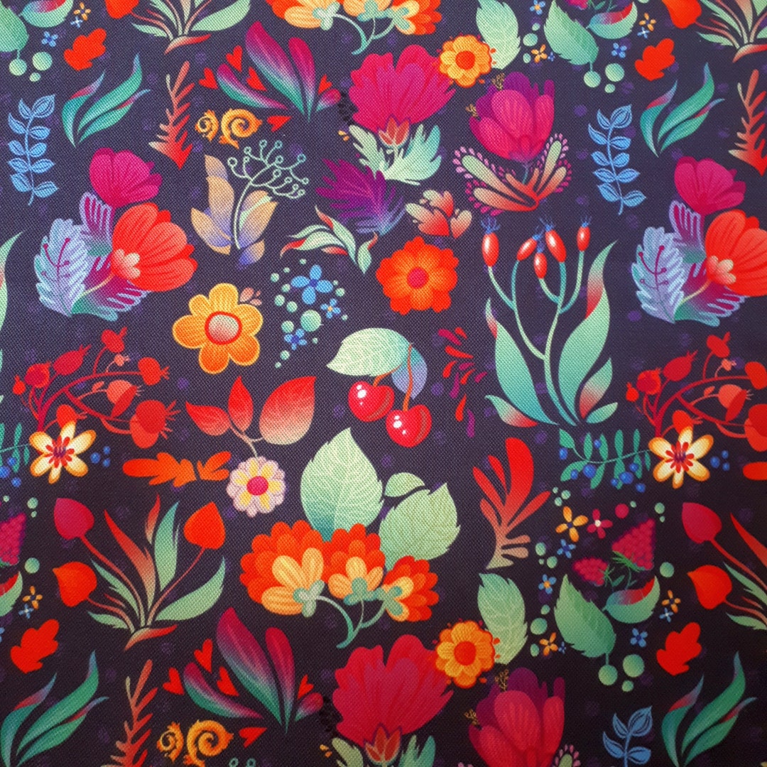 Multi-Color Floral Fabric - Red/Yellow/Blue - Floral Design Embroidery Lace Fabric By Yard main image 1