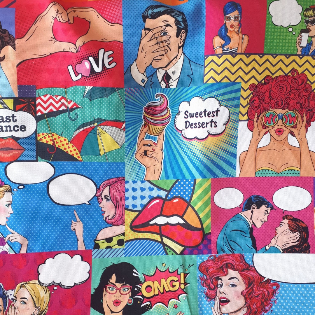 Pop Art Comic Stoff Comic Buy Pop Art, Comic Art Book Print Fabric