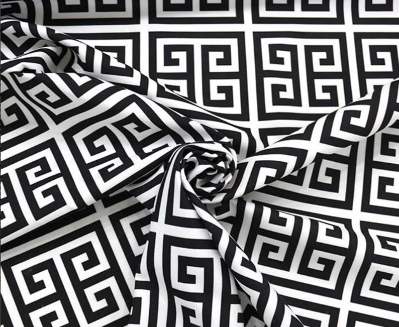Greek Key Black and White Fabric for Greek Key Pillow | Etsy